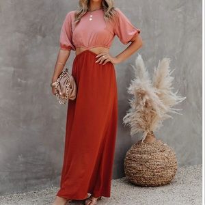 Colorblock, Cut-out Maxi Dress